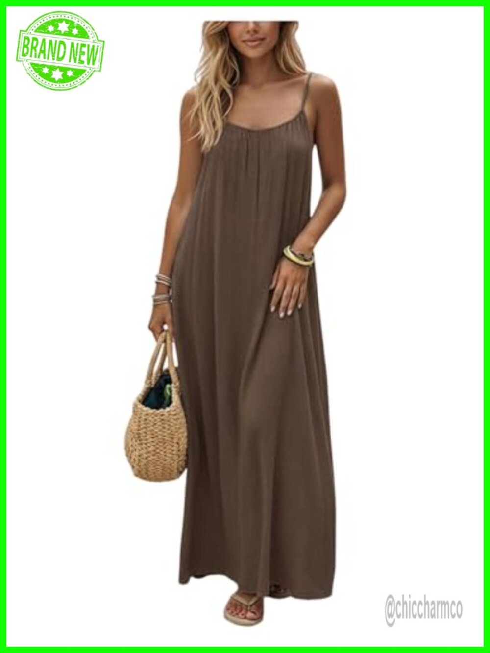 Backless Spaghetti Strap Maxi Dress - Flowy Casual Sundress Loungewear